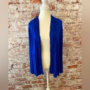 Lane‎ Bryant Wmns Cardigan. Cobalt Blue Ruched Beaded Trim Lightweight Sz 14/16W